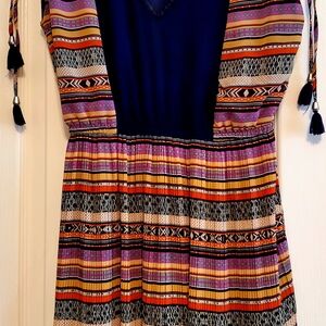 Double Zero Multicolor Striped Backless Dress